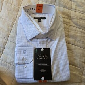 Banana Republic Men's Slim Fit Dress‎ Shirt, Light Blue, XXL
